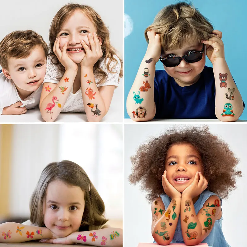 Tattoo Sticker 60PCS New Temporary Tattoo Sticker for Children Kids Waterproof Tattoos Festival Glitters Face Girls Boy Child Mini Fake Tattoo