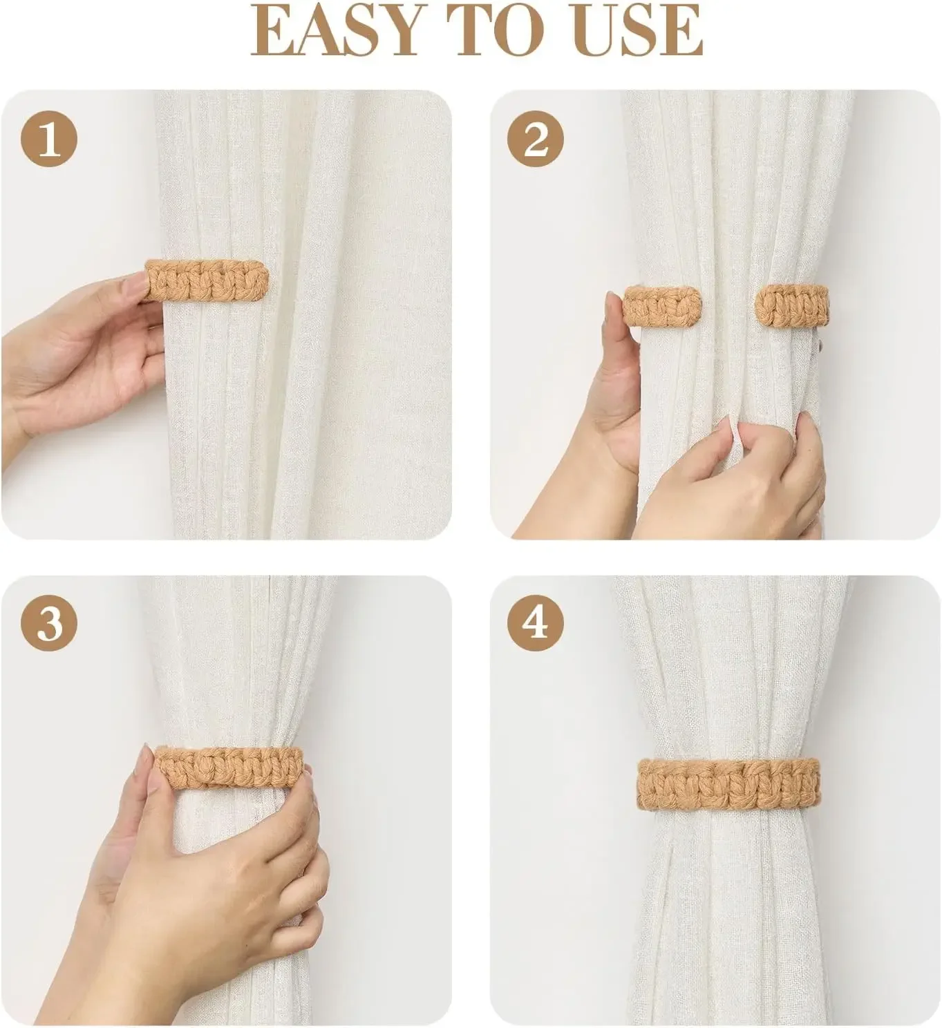 Jute Braided Curtain Holdback Rope Curtain Tiebacks For Decorative Holdbacks Fashion Woven Hanging Home Decor curtain accessories curtain tiebacks curtain holder