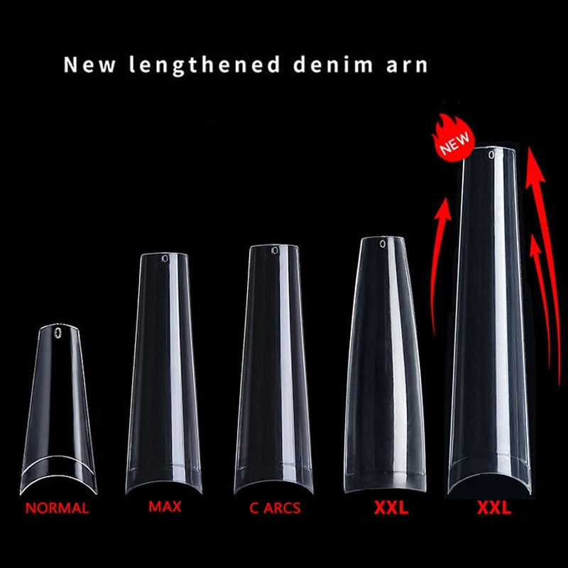 

CHUNSHU 504pcs Extra Long False Nails Non C-Curve Coffin Press On Nail Half Cover UV Gel X Tips American Capsule Art Manicures