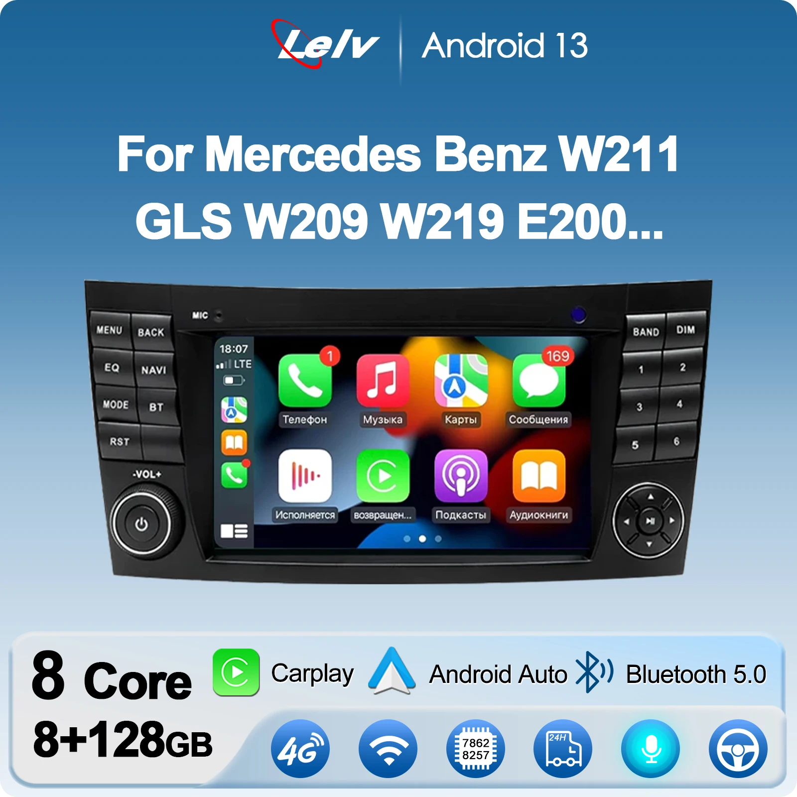 2din 7 Android 13 Car Radio For Mercedes Benz E-class W211 E200 E220 E300 E350 E240 E270 E280 W219 Carplay Stereo GPS 4G car radio