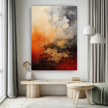 100% hand drawn abstract oil painting on canvas Modern Home Golden Line Wall Art Picture Large mural for living room decor paint 1