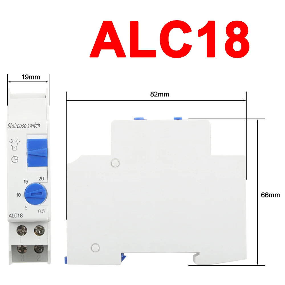 DIN Rail Timer Switch for Staircase Lighting Controller ALC18 1-20 Minutes Interval 18mm Single Module ALST8 1-7 minutes 5