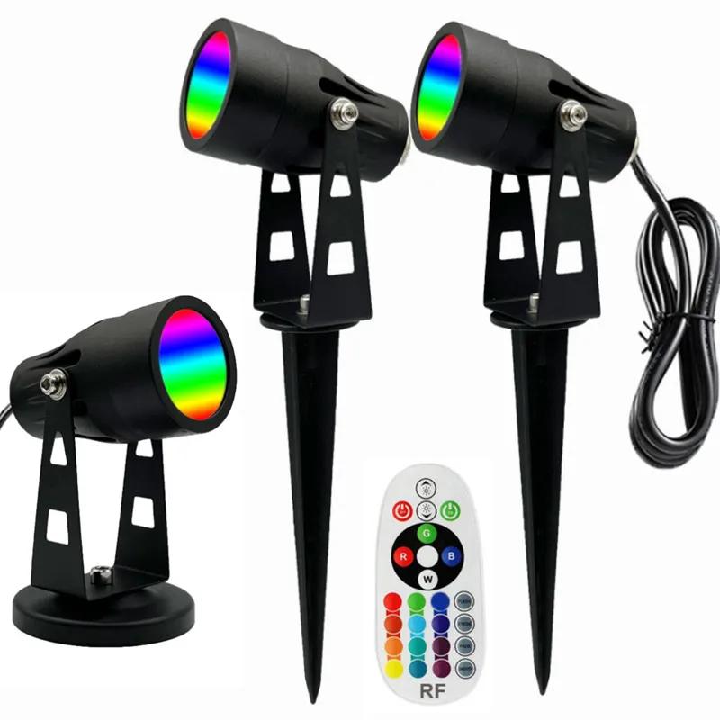 LED Path Light RGB Warm White Landscape Spotlight with Remote Control 6W 12V Waterproof Garden Yard Tree Lawn Outdoor Lighting garden lights