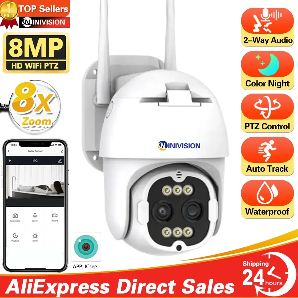 

Dual Lens 2.8mm-12mm Wifi IP Camera Outdoor 8MP 4MP 8X Zoom AI Human Tracking Auto Zoom2-Way Audio Support Onvif Security Camera