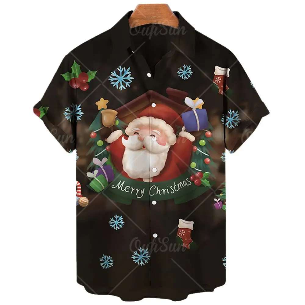 Men's Christmas Shirt, 3d Santa Print Short Sleeve T-shirt, Holiday Party Casual Christmas Shirt, Oversized T-shirt, 2022 Shirt 2