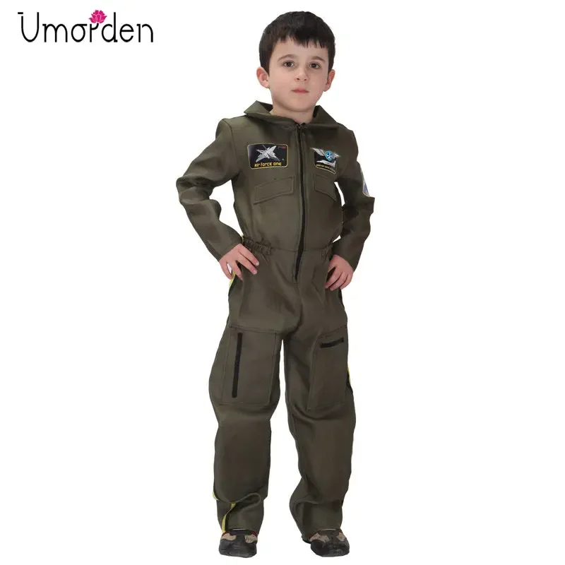 Umorden Fighter Pilot Costume for Kids Child Boys Air Force Airman Flight Suit Military Jumpsuit 4-6Y 6-8Y 8-10Y,cosplay jumpsuit,kids cosplay costume