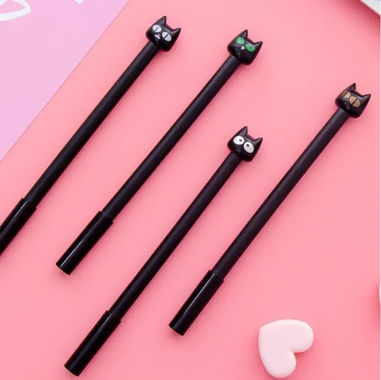 

100 pcs/lot Kawaii Cat Gel Pen Cute 0.5 mm Black Ink Signature Pen School Office Writing Supplies Promotional Gift