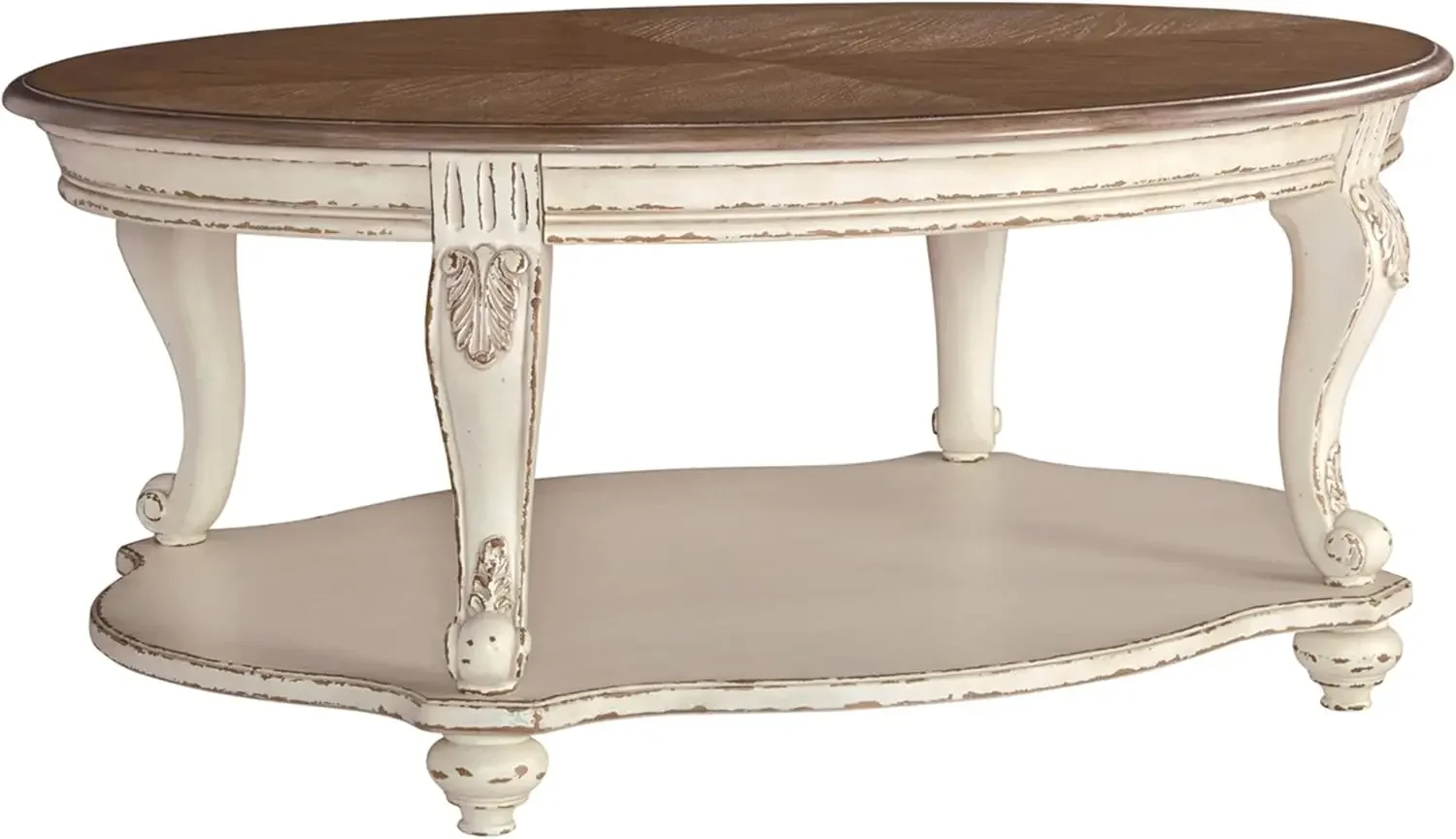 Realyn Casual Cottage Coffee Table, Antique White & Brown 2