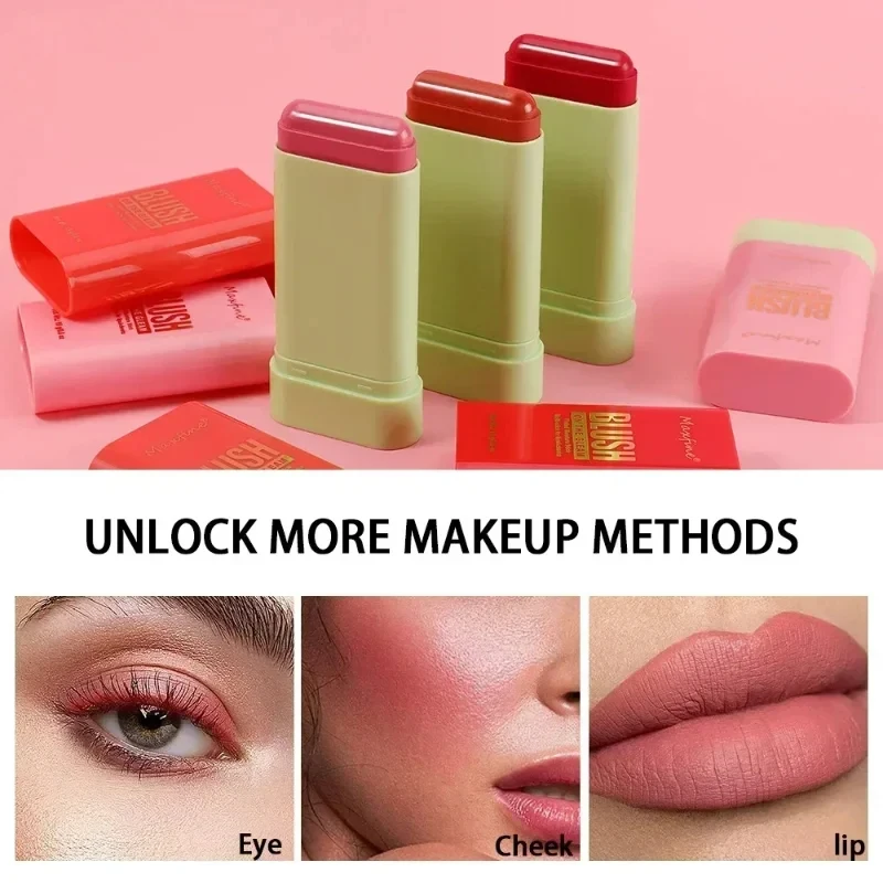 Cheek 3-in-1 Lip Tinted Moistured Blush Stick Silky Brighten Blush Cream Blusher Cosmetics Tubes Matte Contour Makeup Cosmetics 3