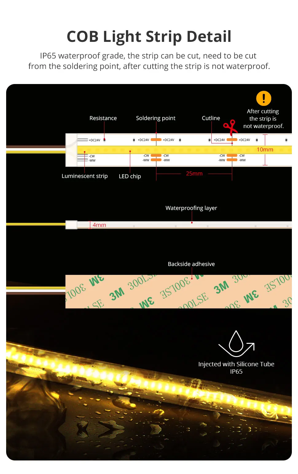 COB Led Strip Light CCT IP65 Matter WiFi Led Driver Alexa Google Home Smartthing