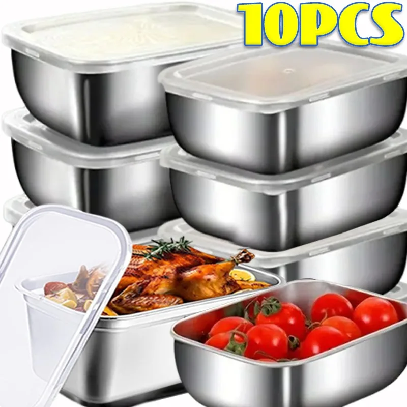Food Container Inox Stainless Steel Food Container Refrigerator Freezer Tray Rectangular ...