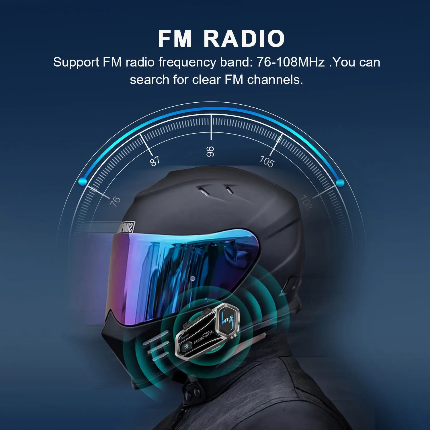 2ks fodsports M1-S vzduch motocykl interkom helma Bluetooth náhlavní interphone, podpora FM rádio, 3 řádný efekty, muzika share.