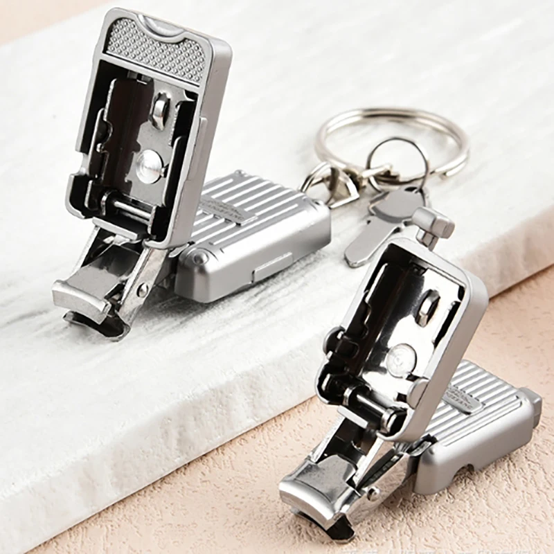 Exquisite Luggage Keychain Foldable Nail Cutter Stainless Steel Nail Clippers Rotary Toenail Fingernail Manicure Trimmer 2
