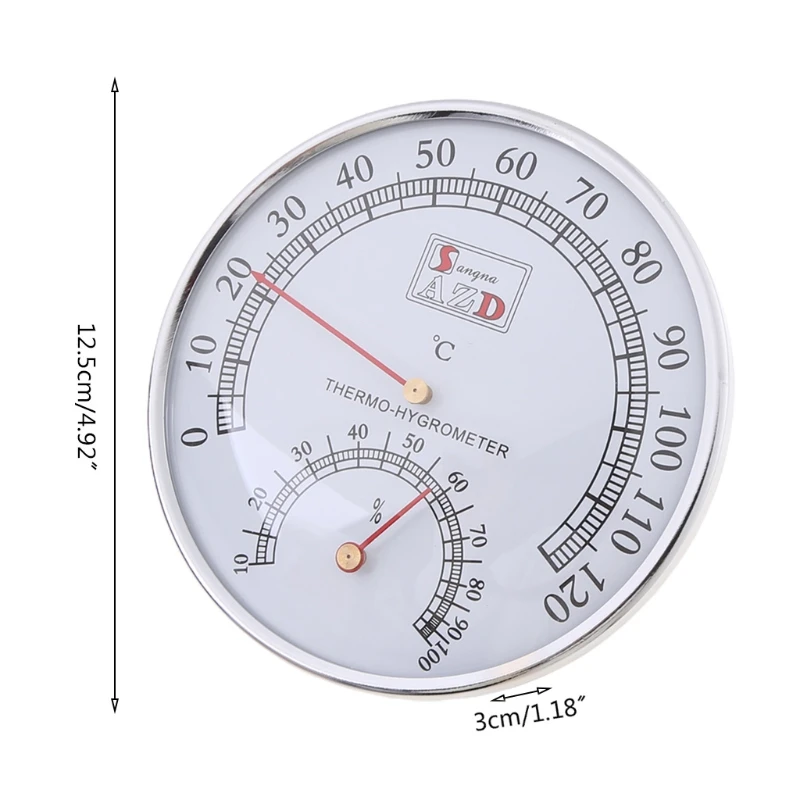 New Sauna Thermometer Stainless Steel Case Steam Sauna Room Thermometer Hygrometer Bath And Sauna Indoor Outdoor Used 0-120℃ 6