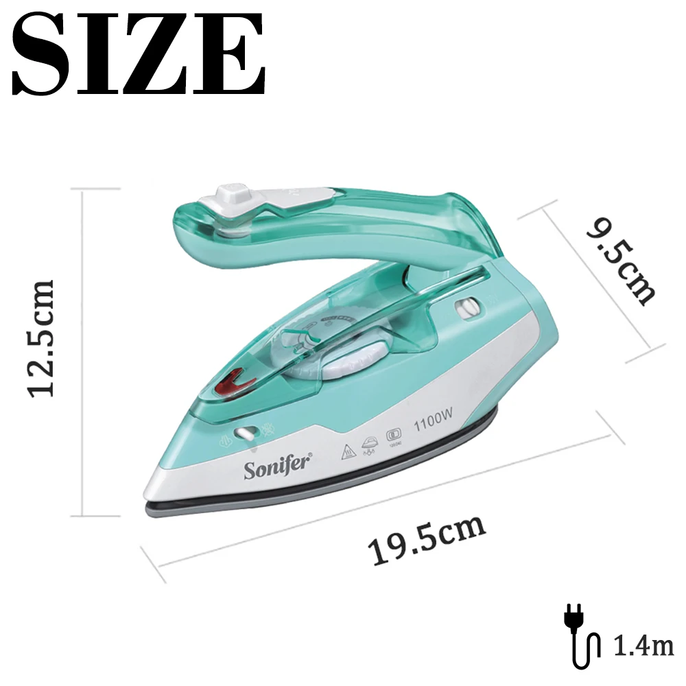 Steam Iron portable Foldable handle 1100W Household Fabric Electric Iron Ceramic soleplate Fast-Heat For Clothes Ironing Sonifer 6