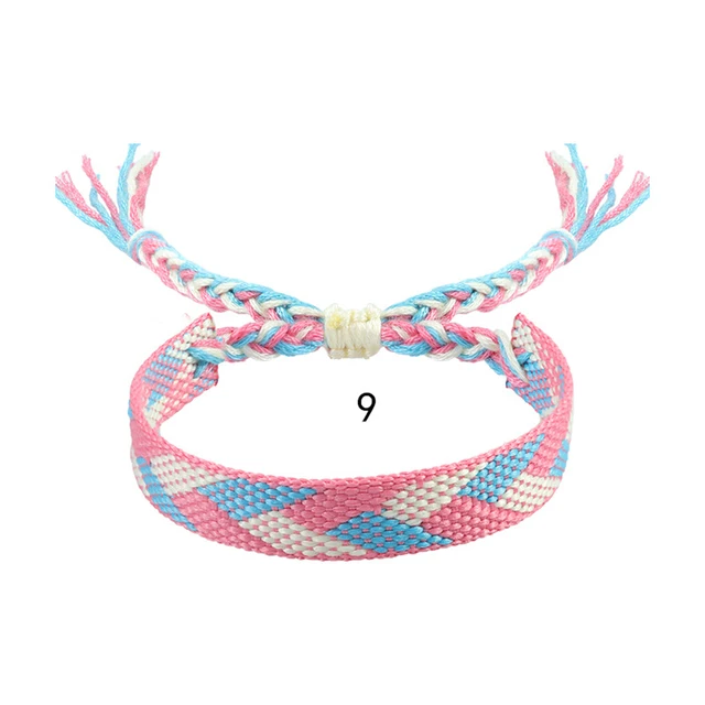 Boho tissé broderie amour poignet tricoté Bracelets d'enveloppement corde à la main tissage tressé glands ethnique femmes hommes bijoux