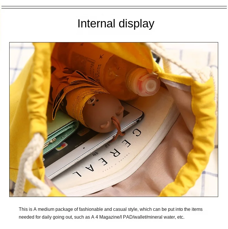 Canvas Drawstring Backpack Fashion School Gym Drawstring Bag Casual String Knapsack School Back Pack For Teenager Women_voghion.com
