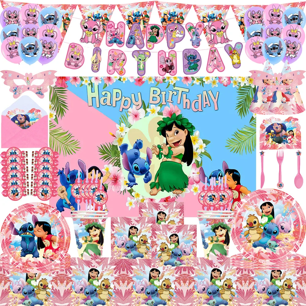 Stich Disney Lilo und Stich Lilo Party Thema Einweg Tasse und Teller Papier Geschirr Urlaub Party Hawaii Mädchen Baby Taufe