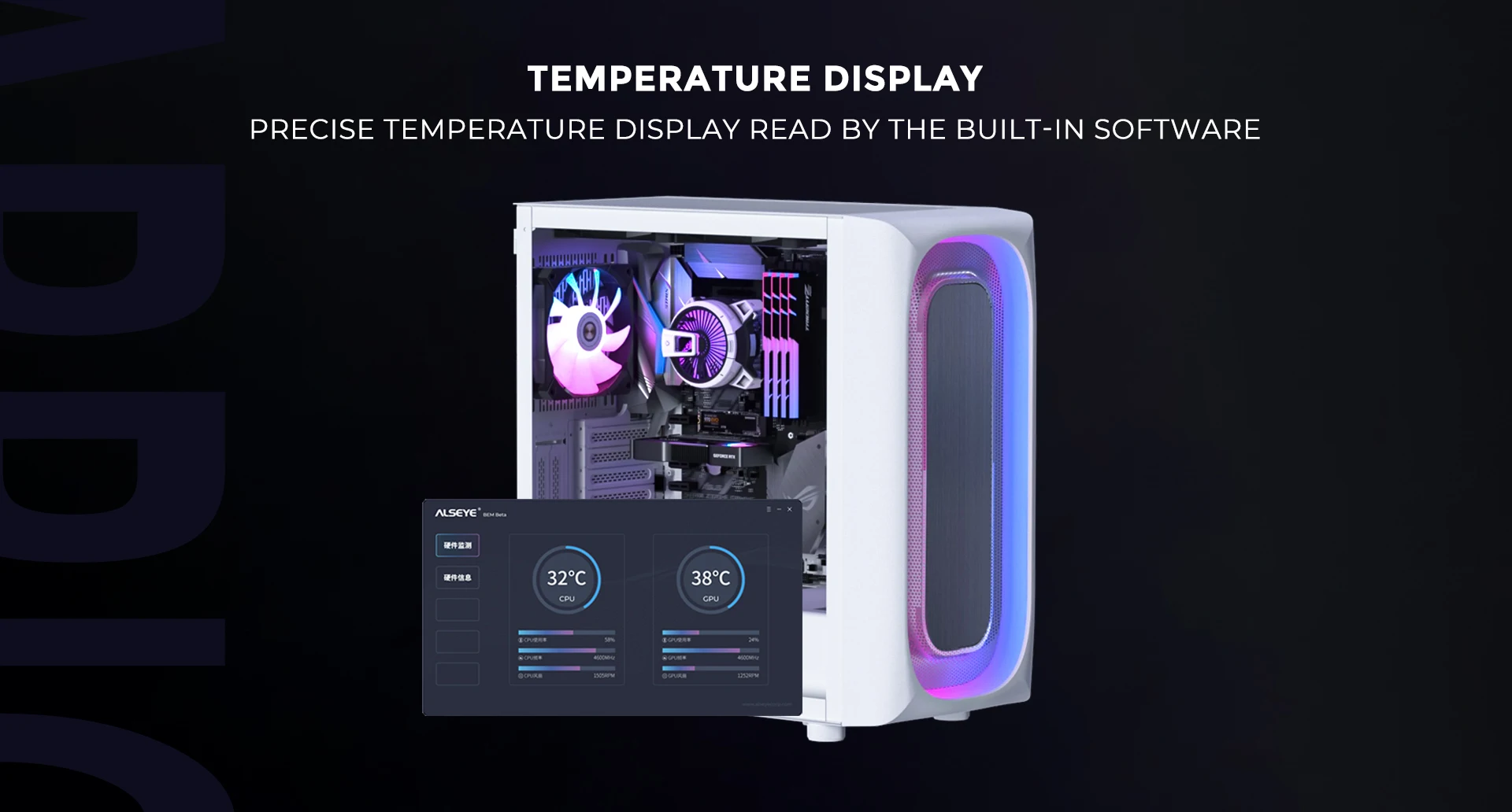 iluminação ARGB 90mm, exibição de temperatura precisa,