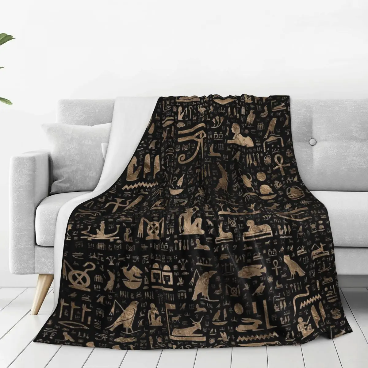Ancient Egyptian Hieroglyphs Blanket Fleece Super Soft Throw Blankets Sofa Throw Blanket For Couch Travel Throws Bedspread Quilt 2