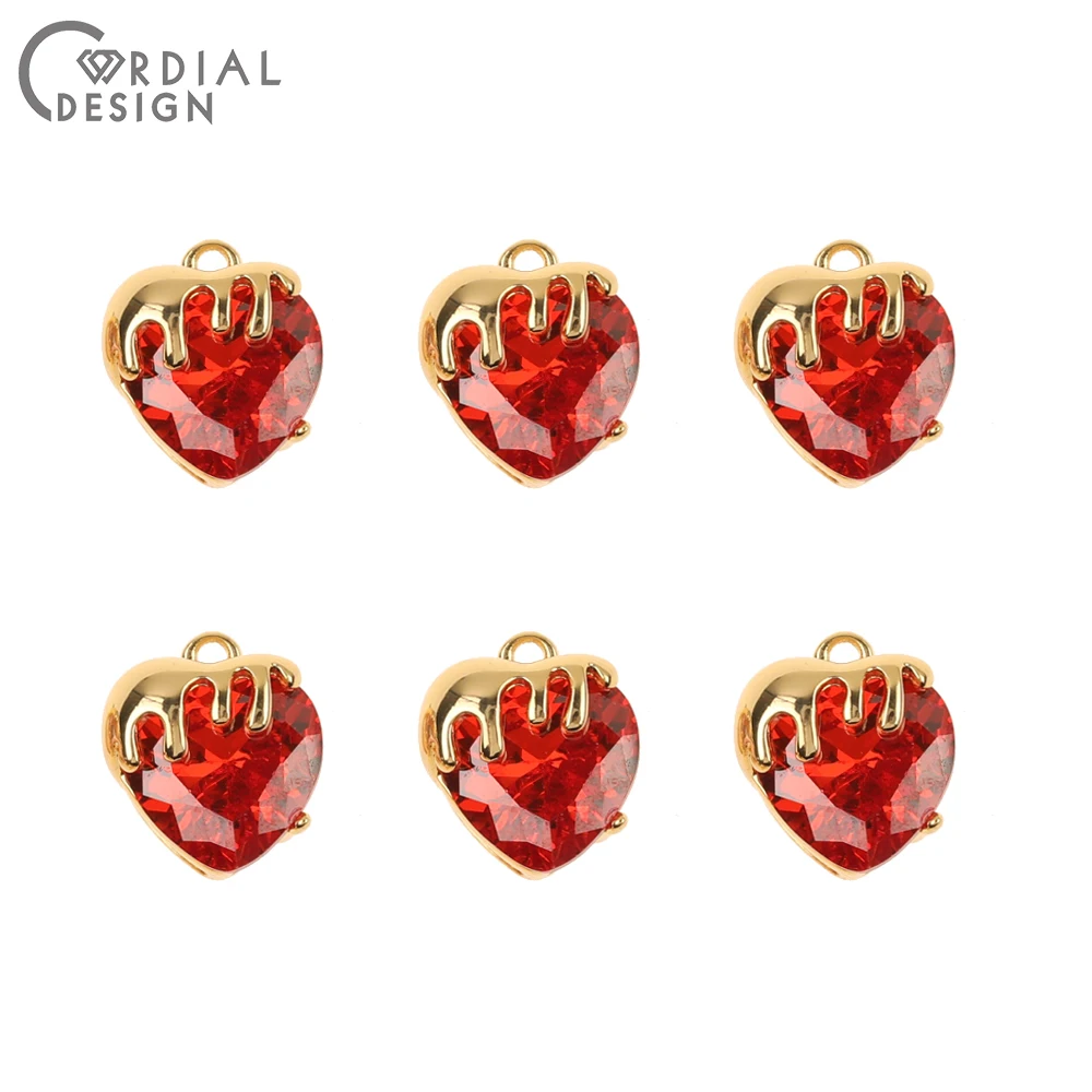Cordial Design 20Pcs 11*12MM Jewelry Accessories/Hand Made/Heart Shape/CZ Charms/Pendant/Genuine Gold Plating/Jewelry Findings 15 Cordial Design 20Pcs 11*12MM Jewelry Accessories/Hand Made/Heart Shape/CZ Charms/Pendant/Genuine Gold Plating/Jewelry Findings - cordial