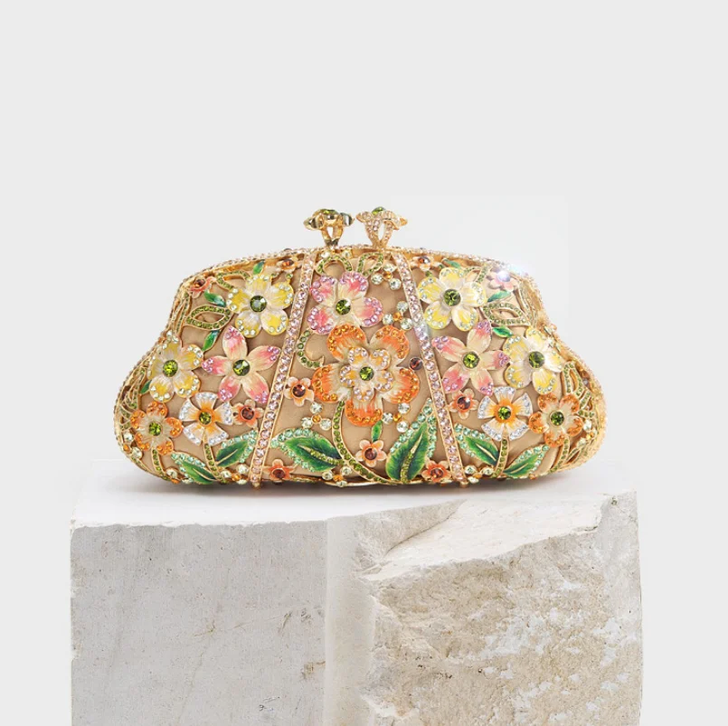 Bolso de mano de cristal Multicolor de lujo, bolsos de noche para