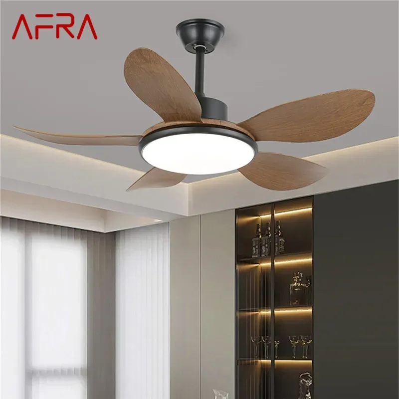 AFRA Modern Fan Light Luxury Living Room Restaurant Bedroom Study LED Ceiling Fan Light Remote Electric