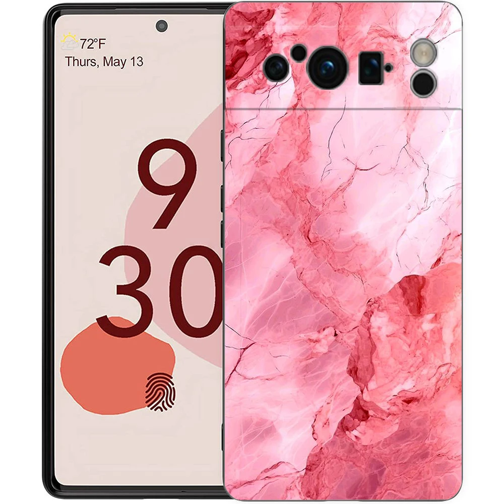Elegant Marble Design Shockproof Black Silicone Phone Case