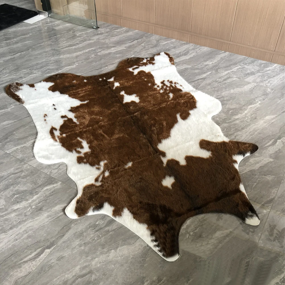 Simulated Cow Pattern Plush Carpet Home Floor Cushion Irregular Rug Bedroom Decorative Household Children's plush rug decorative carpet plush carpet floor cushion