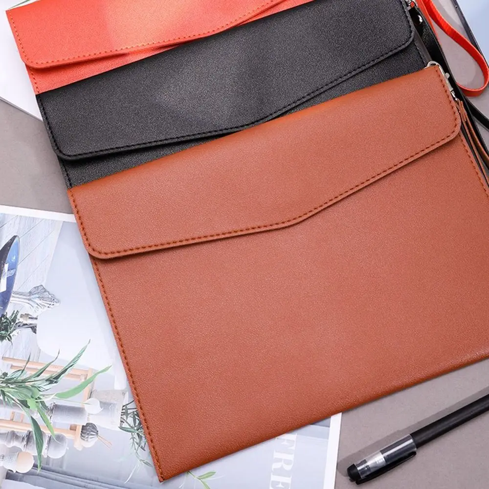 Leather Leather Document Pouch With Handle Large Capacity Briefcase A4 A5 File Organizer Pouch School Office