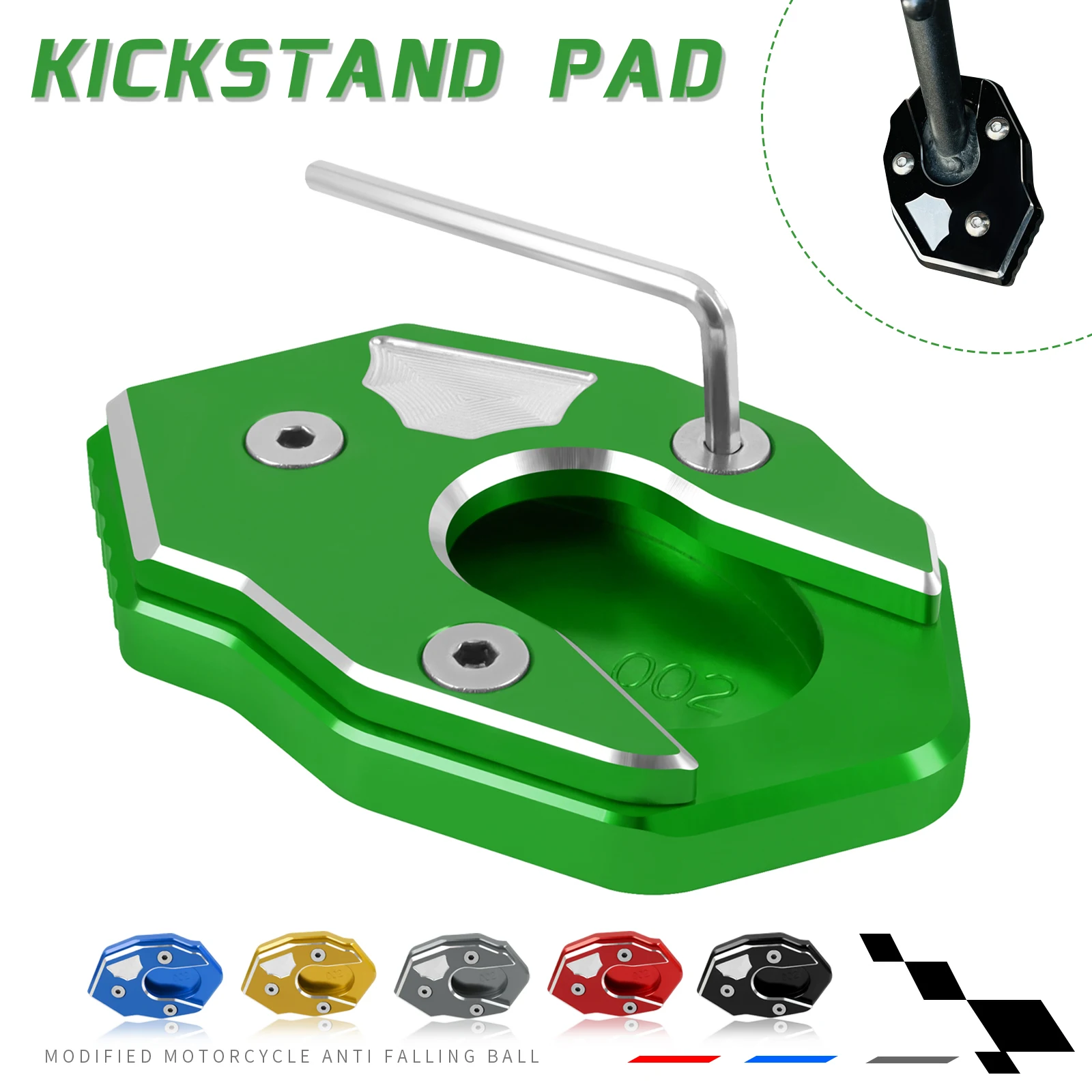 Motorcycle CNC Kickstand Extension Pad For KAWASAKI ZX6R ZX10R Z1000/SX
