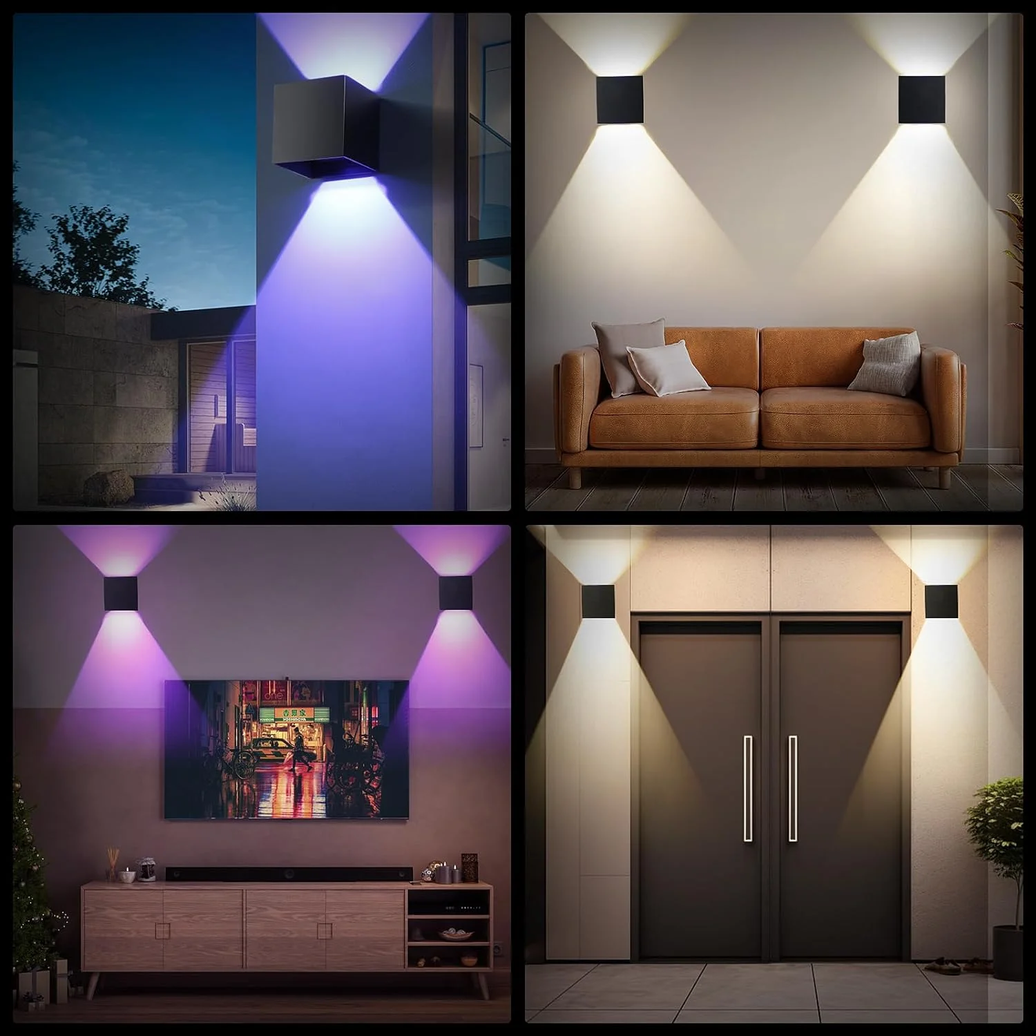 스마트 WiFi LED 벽 램프 실내 실외 Alexa 원격 제어 조정 가능한 빔 각도 RGBCW 벽 조명 집에 적합