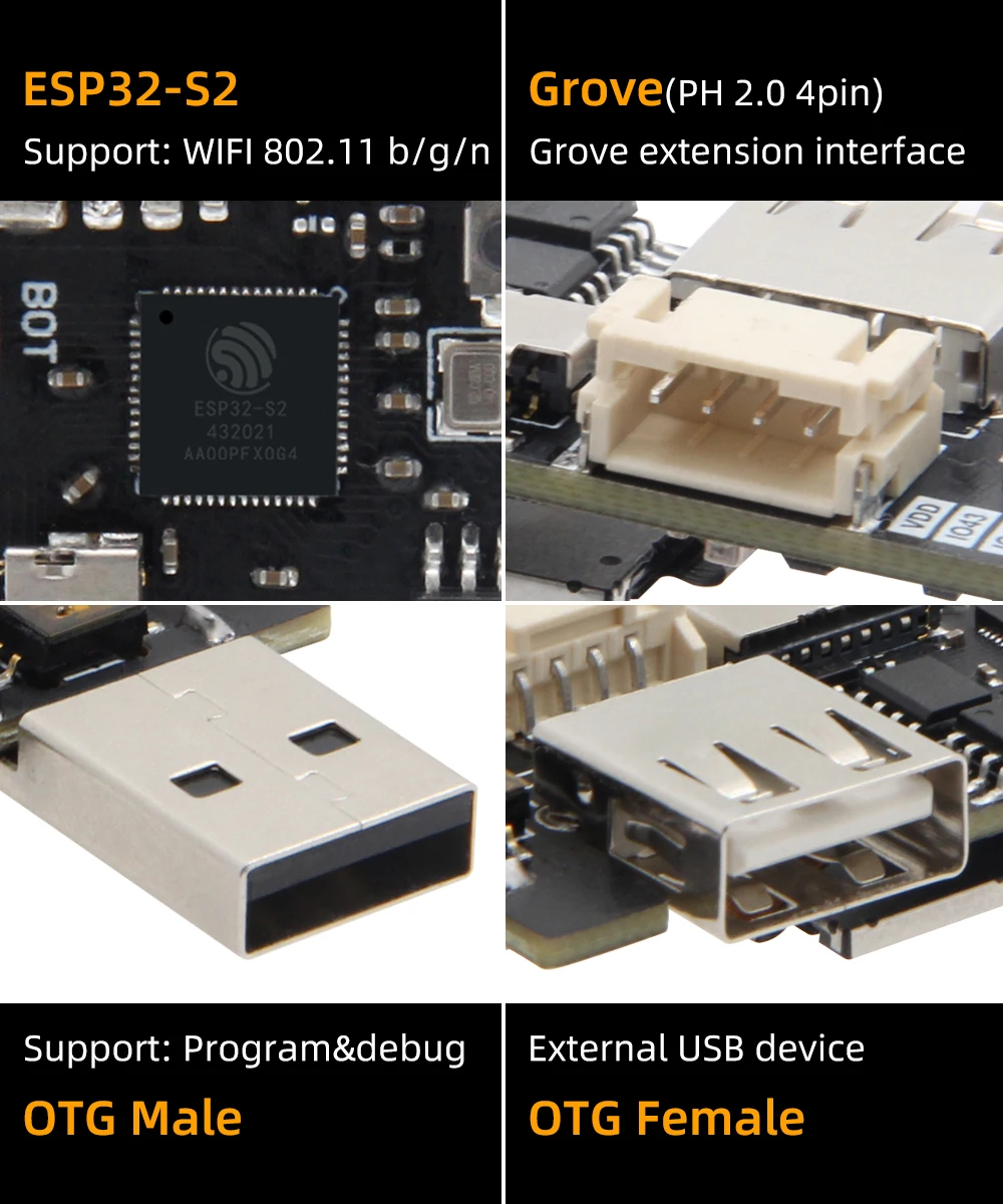 ® T-Dongle ESP32-S2 Development Board Wireless WIFI Module OTG Male Female Inter
