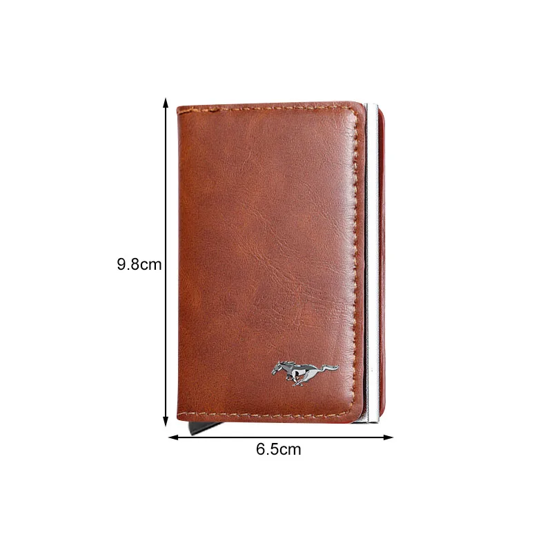 Car Logo Active Leather Pop Up Wallet Credit Card Storage Pocket Wallet Pop-up Holder For Ford Mustang Zapatillas GT Miniatura 3