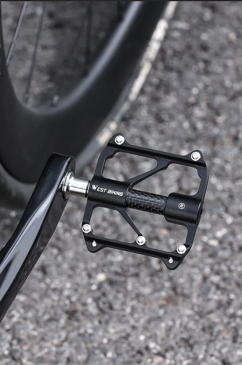 WEST RADFAHREN Titan Achse Fahrrad Pedal Ultraleicht 3 Lager Carbon Welle Abdeckung Fahrrad Pedale Straße MTB Anti-Slip Radfahren teile – Detail 18