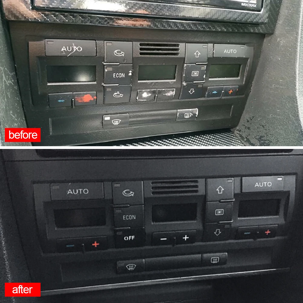 Reparatur-Aufkleber Für Audi A4, B6, B7 – Schwarzes Vinyl Mit Weißer Schrift, Für ESP- & Getränkehalter-Tasten – Hochwertiger Overlay-Ersatz