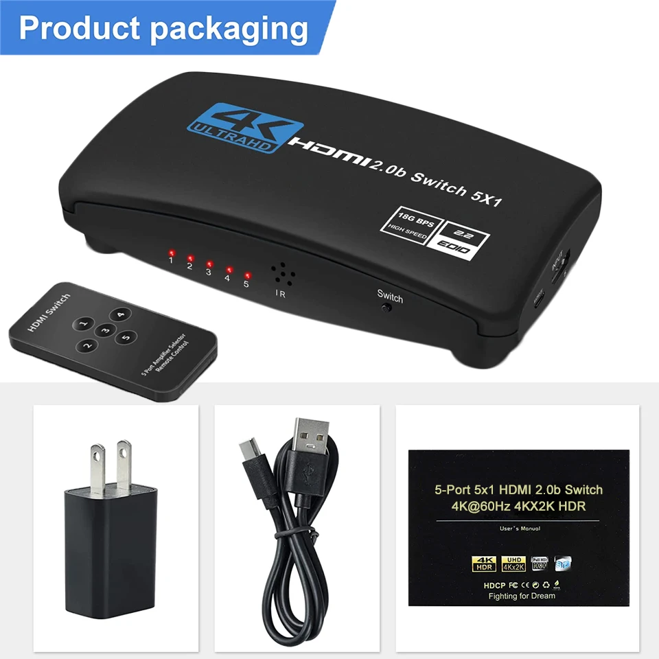 2024 Best 4K HDMI Switch 2.0 Dolby Vision HDR HDMI Switch 4K 60Hz HDMI 2.0 Switc