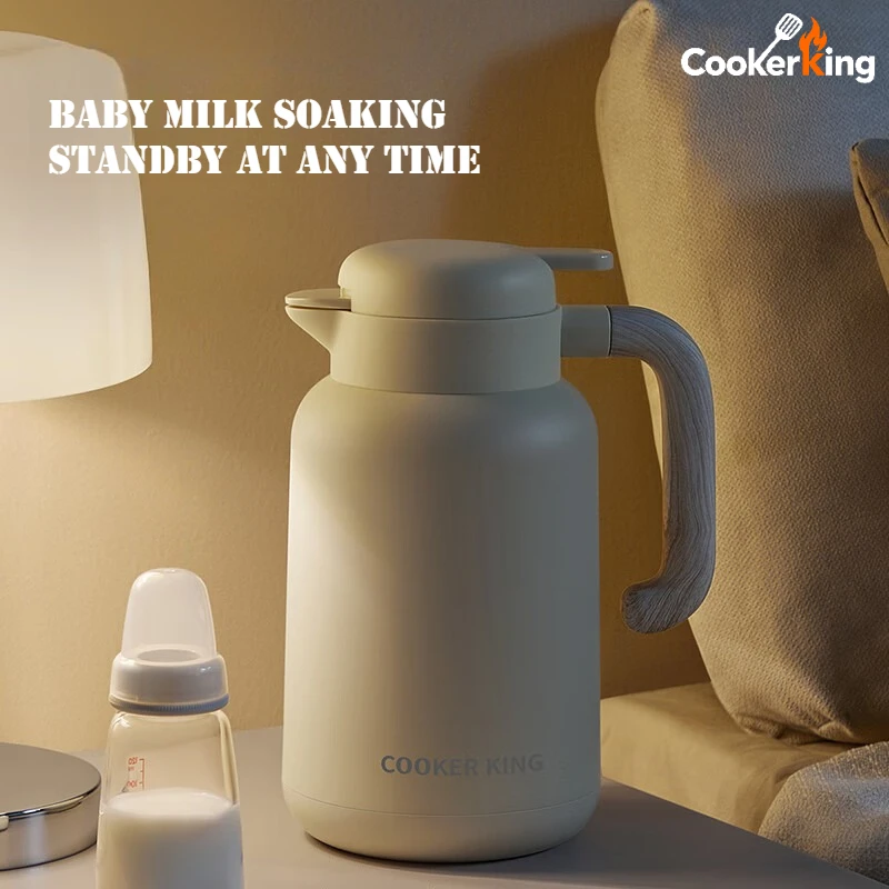 ترمس زجاج 1 لتر بمقبض خشبي