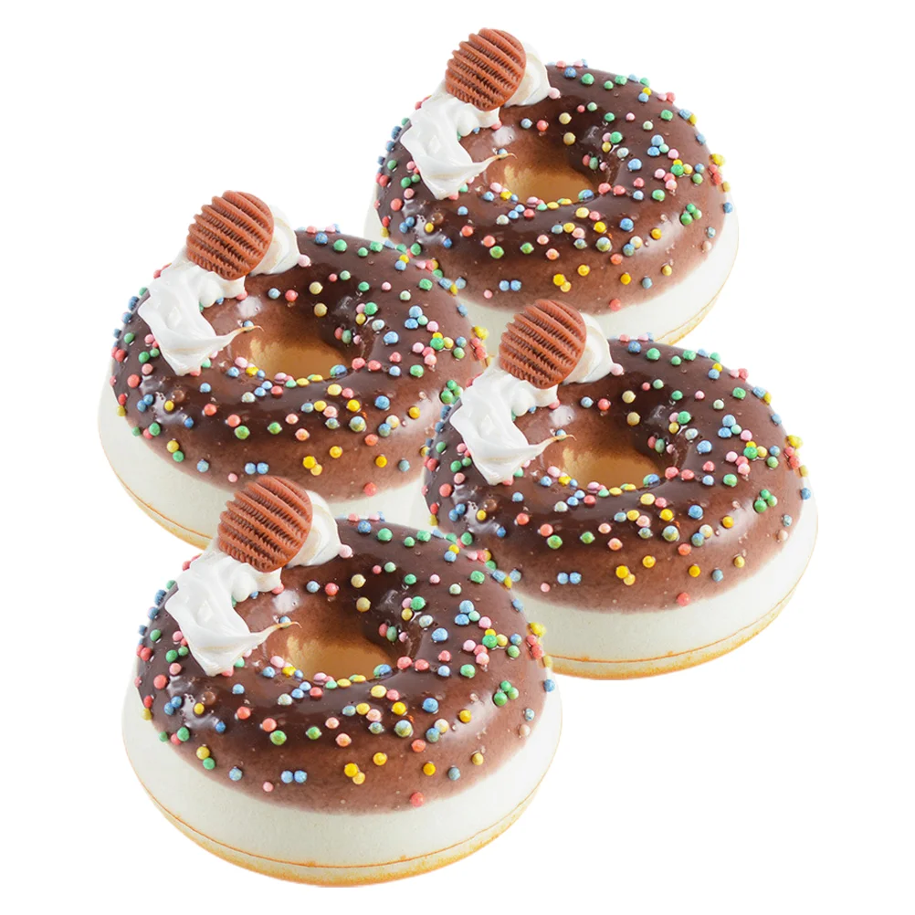 4 Pcs Simulation Donut Fake Donuts Artificial Doughnut Models Realistic Cakes Simulated Food Pu