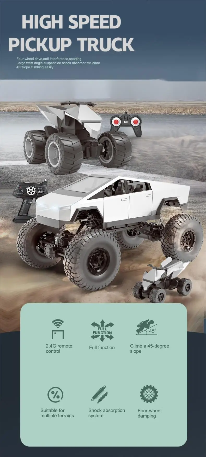 Tesla Cyber Truck Remote Control Car High Speed Alloy Pickup Truck Cross Country Motorcycle Children'S Racing Cars Toys For Kids Gifts 12 Tesla Cyber Truck Remote Control Car High Speed Alloy Pickup Truck Cross Country Motorcycle Children'S Racing Cars Toys For Kids Gifts