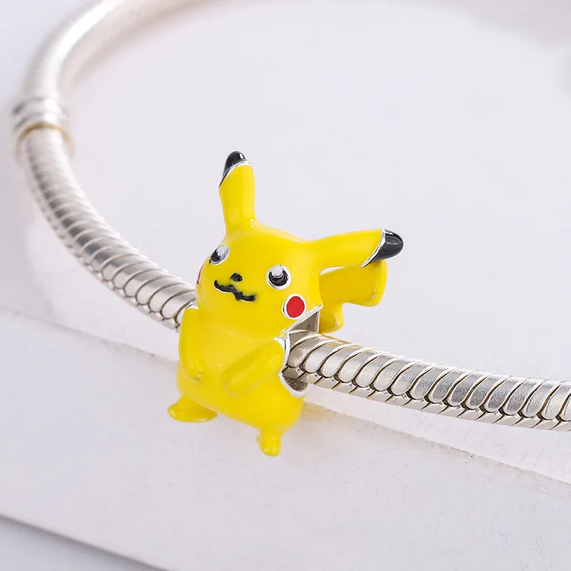 MINISO Pikachu Pica Pica Pendant 925 Silver Charm Fit Original Brand Bracelet Bangle Diy Dangle Women Girl Jewelry Brithday Gift 3