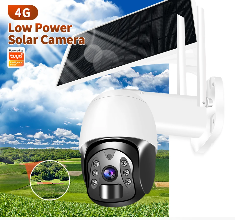 2Mp 1080P 120 Gradi Tuya App 4G/Wifi Ip Camera Solar Power Wireless Ptz Full Color Home Security Intercom Cctv Baby Monitor