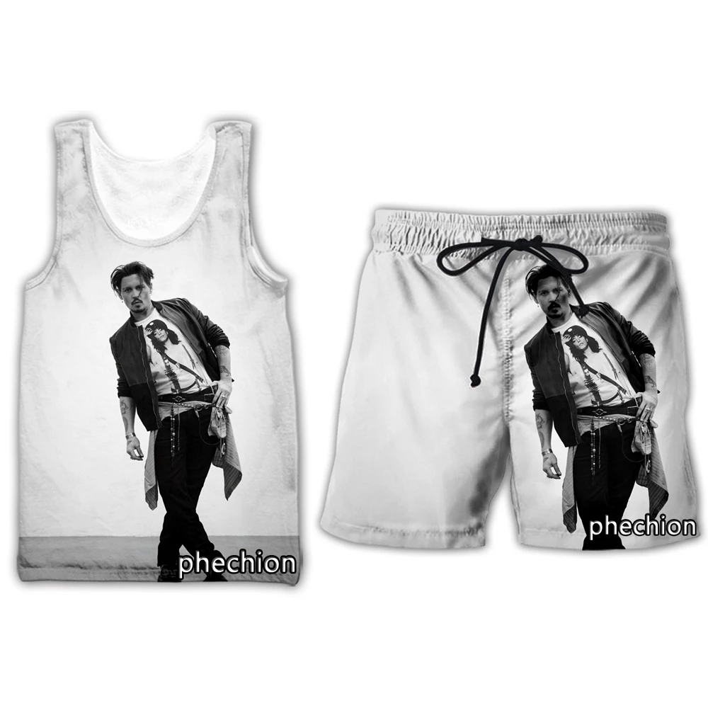 

phechion New Men/Women Johnny Depp 3D Printed Clothing Summer Fashion Streetwear Vest Men Loose Sporting Shorts T26