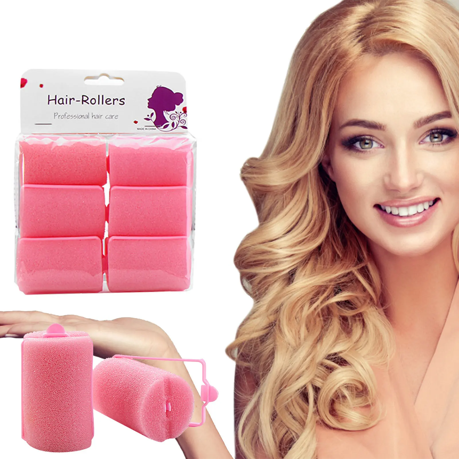Blue/Yellow/Pink Soft Sponge Foam Cushion Hair Rollers Curlers Salon Barber  DIY Curls Hairdressing Tool Kit DIY Home - AliExpress
