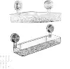Corrugated Suction Cup Storage Holder Light Luxury Style Glacier Pattern Suction Cup Shelf No-Drill Bathroom Suction Storage Box 1