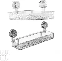 Corrugated Suction Cup Storage Holder Light Luxury Style Glacier Pattern Suction Cup Shelf No-Drill Bathroom Suction Storage Box 1
