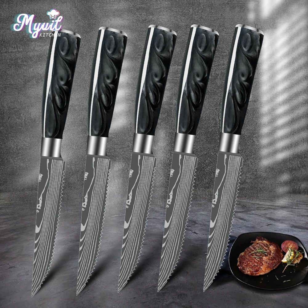 Steak Knives Fine Edge Highly Resistant And Durable Stainless Steel  Serrated Steak Knives Wooden Handle With Box Steak Knife Set - AliExpress