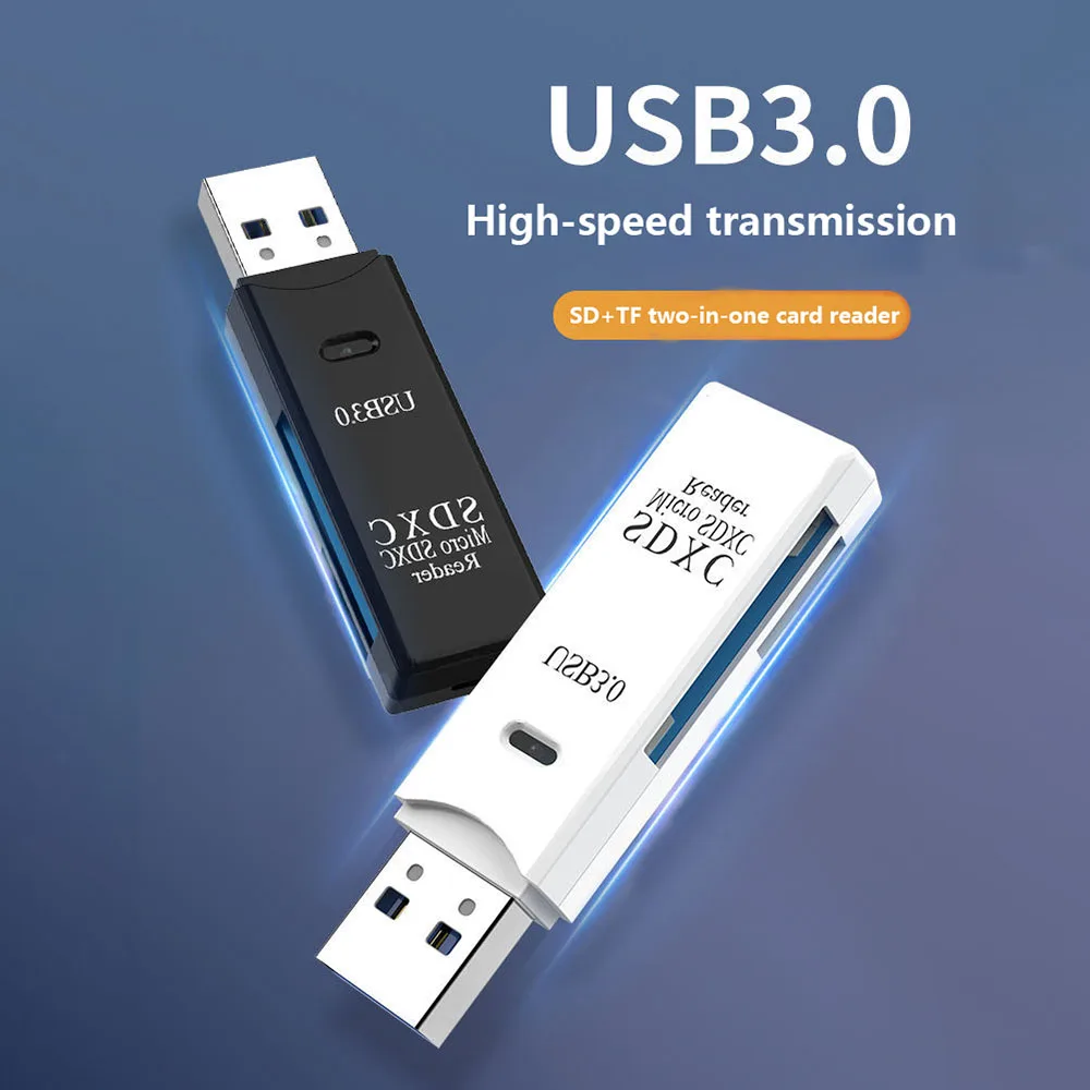 2 in 1 카드 리더 USB 3.0 마이크로 SD TF 카드 메모리 리더 고속 멀티 카드 쓰기 어댑터 플래시 드라이브 노트북 액세서리