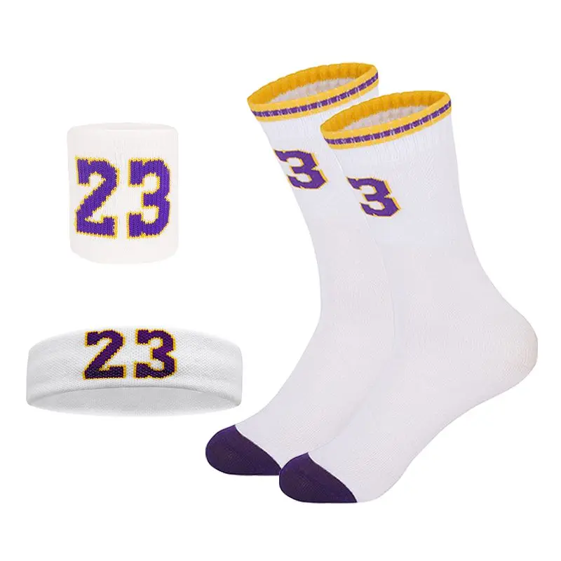 4pcs Basketball Accessory Socks Suitable For Boys Girls Basketball Sweatband Wristband Set Sports Socks Suitable For Kids 6-14Y