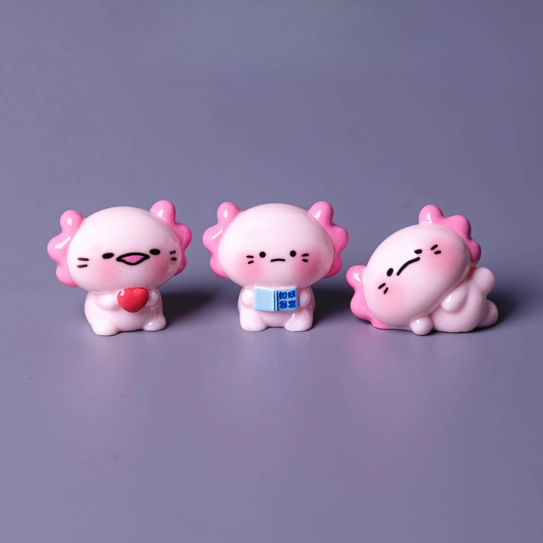 30pcs Mini Resin Pink Axolotl Miniature Cartoon Axolotl Ambystoma Tiny Animal Figures Ornament for DIY Fairy Garden Decoration 3